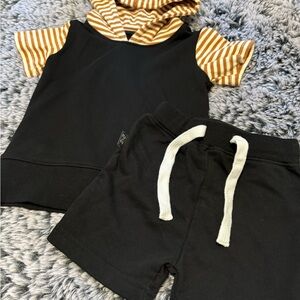 Kids Black and Orange Striped Matching Set